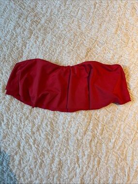 Chaser- Red Strapless Flounce Bikini Top